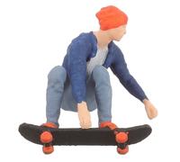 GARVALON 64 en Résine Bleue, Poupée Décorative Petite Taille pour Modélisme Ferroviaire et Décoration Paysagère, Skateur Réaliste pour Maquettes et Scènes Créatives