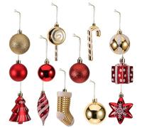 GARVALON 72 Pièces Boules de Noël Colorées Rouge et Or Pendentifs Sapin de Noël Mixtes pour Décoration Festive Accessoires DIY pour Fête et Banquet