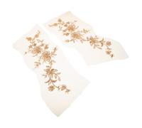 GARVALON Appliques de Dentelle Brodée Dorée avec Perles et Sequins 1 Paire de Patchs Décoratifs en Tulle Doré pour Vêtements Couture DIY Réparation et Embellissement de Robes Vestes et