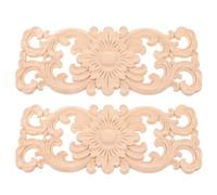 GARVALON Appliques en Bois Sculpté 2 Pcs 28 X 12 CM Décorations Décoratives pour Meubles Ornements Sculptés Artisanaux Non Peints Décor Mural Européen pour Rénovation Intérieure