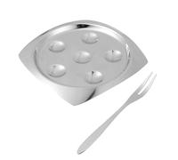 GARVALON Assiette de Service pour Escargots en Acier Inoxydable, Plateau Petit Format Fourchette à Deux Dents, Conçue pour Dîners la Maison et Restauration