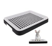 GARVALON Bac à Litière pour Lapin et Cochon Cage Toilette avec Filet Antidérapant Clôture Surélevée pour Entraînement Rapide Léger pour Petits Animaux