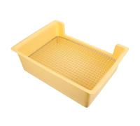 GARVALON Bac à Litière pour Lapin et Petits Animaux Plastique Solide Couleur Crème Taille Rectangulaire Pot Anti-Chute Grille Amovible pour Hamster Cochon D’Inde et Chinchilla