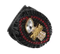 GARVALON Bague de Supporter de Football Noire Taille 11, Bague Trophée du Champion 2026 Diamant Rouge, Anneau Vainqueur du Championnat, Bijou de Football Fantastique