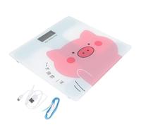 GARVALON Balance Numérique de Salle de Bain Compacte et Rechargeable Pèse-personne Automatique Verre Design Cartoon pour Adultes Usage Familial Précis et