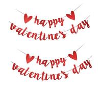 GARVALON Bannière de Fête Saint-Valentin à Paillettes Rouge 2 Ensembles de Drapeaux à Tirer Décoratifs Décoration pour Jardin Salle de Fête et Célébrations Romantiques