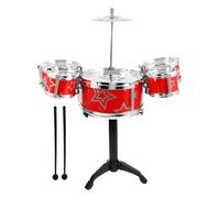 GARVALON Batterie pour Garçon et Filles Mini Jazz Rouge avec Baguettes en Bois Tabouret Adapté Tout-Petits Développement Musical Jeu D’éveil Percussion Éducative