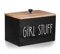 GARVALON Boîte à en Bois Intérieur Personnalisable et Couvercle pour, pour Salle de Bain et Rangement de Disques Démaquillants