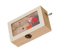 GARVALON Boîte à Musique de Noël à Manivelle en Bois, Décorative pour Bureau, Présent Anniversaire, Mélodie Festive, Modèle Unique 1 Pièce