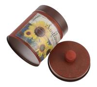 GARVALON Boîte de Rangement en Fer Forgé Jaune Couvercle Étanche Pot de Fleurs Rétro Créatif pour Maison pour Plantes Succulentes et Petits Objets Décoratifs