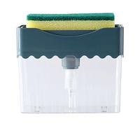 GARVALON Boîte Distributrice de Liquide à Pression Cuisine avec Éponge Intégrée, Plastique Abs Bleu, Capacité Grosse, Distributeur Manuel Compact pour Brosse Vaisselle, Nettoyage Facile