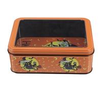 GARVALON Boîte en Métal Rectangulaire pour Halloween Boîte à Friandises avec Couvercle Hermétique Capacité Spacieuse Couleur Orange pour Bonbons Biscuits et Chocolat Rangement Festif