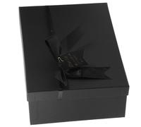 GARVALON Boîte Présent Kraft 28x19x8 Cm Papeterie Emballage Présent Nœud Élégant Noir pour Cosmétiques, Maquillage, Anniversaire, Mariage et Offrandes Raffinées