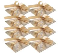 GARVALON Boîtes à Bonbons de Mariage 50 Pcs en Papier Forme Oreiller Motifs Dorés Embossés Ruban Doré Boîte à Dragées Élégante pour Fête Anniversaire et Présents D’Invités