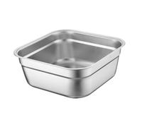 GARVALON Bol Carré en Acier Inoxydable 21 Cm, Bassin à Fond Plat Polyvalent pour Buffet Cuisine, Bassine Alimentaire Inox Résistante pour Lavage Légumes, Fruits et Soupe