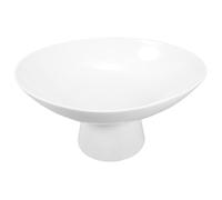 GARVALON Bol Céramique Blanc à Pied Rond pour Fruits et Desserts Plateau Snack Élégant Plateau de Comptoir Décoratif Multifonction pour Cuisine