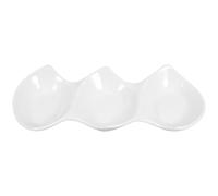 GARVALON Bol Triple en Céramique Blanc 28 Cm - Plat Sauce Multifonction pour Restaurant et Maison, 3 Compartiments Doubles Pointes, Plateau à Sauce Pratique pour Assaisonnements