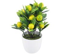 GARVALON Bonsaï Artificiel de Citronnier en Pot Faux Citrons Décoratifs Jaunes Plante Artificielle Compacte pour Décoration Intérieure Salon Bureau Cuisine Entretien Facile Hauteur