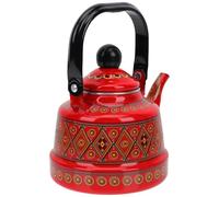 GARVALON Bouilloire en Émail Rouge 1,1 L Cuisine, Bouilloire Chauffante Compatible Gaz et Induction, Théière Traditionnelle Résistante la Chaleur, Ustensile pour Préparation de Thé et Eau
