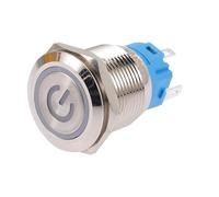 GARVALON Bouton-Poussoir Étanche Métal 19 MM LED Rouge 12V-24V Bouton-Poussoir de Démarrage à Réarmement Automatique Adapté pour Automobile Marine et Usage Industriel