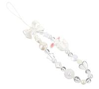 GARVALON Bracelet de Téléphone Portable avec Perles Lanière Antidérapante pour Téléphone et Porte-clés Breloque Lapin Nœud Décoratif Mignon Accessoire Léger et Résistant pour Portable et