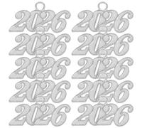 GARVALON Breloques 2026 en Métal Argenté Pendentifs Chiffres Année pour Bijoux et Décorations de Remise de Diplôme Lot de 50 Pièces Moyenne Taille Breloques Pompon Chapeau Graduation