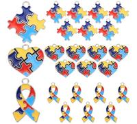 GARVALON Breloques de Bijoux en Alliage 24 Pièces, Puzzle, Thème Autisme