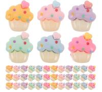 GARVALON Breloques en Résine à Dos Plat Cupcake Mini 100 Pcs Accessoires Coiffure DIY Décorations Loisirs Créatifs Breloques Bijoux Légères et Colorées Fournitures Fabrication Pinces à