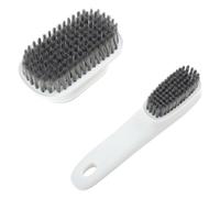 GARVALON Brosse de Lavage Multifonction à Poils Plastiques Manche Long Ergonomique pour Chaussures et Linge Nettoyage Domestique Polyvalent Kit Gris