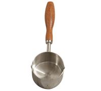 GARVALON Casserole Inoxydable avec Manche Bois Petite Marmite à Sauce Multifonction pour Huile Lait et Chocolat Cuisson Facile avec Bec Verseur Ergonomique
