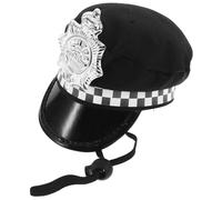 GARVALON Chapeau Policier pour Animal de Compagnie Réglable Costume Résistant pour Fête et Spectacle Accessoire Nautique pour Chien Casquette Ajustable Noire