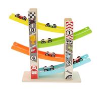 GARVALON Circuit de Voitures Éducatif pour Garçon et Filles 1 Piste à Plusieurs Niveaux, 6 Voitures à Rails Glissants Colorées, Rampe de Course Amusante pour Tout-Petits - Jeu Interactif