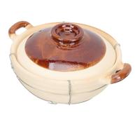 GARVALON Cocotte en Terre Cuite 05L Poignée Simple pour Cuisson Maison Marmite Résistante Haute Température Casserole pour Riz Braisé Cuisine Traditionnelle