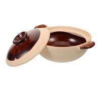 GARVALON Cocotte en Terre Cuite 500 Ml Double Anse Pot de Cuisson Résistant à la Chaleur pour Mijoté et Ragoût Ustensile Cuisine Traditionnel pour Braiser Soupe et Cuisson Maison