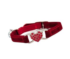 GARVALON Collier pour Chat Réglable avec Grelot et Décor en Pierre Brillante Forme de Cœur Élégant pour Chatons et Chats Usage Quotidien Intérieur et Extérieur