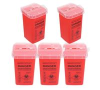 GARVALON Conteneur à Aiguilles Usagées Rouge 5 Pièces Poubelle Portable pour Déchets Tranchants de Tatouage Collecteur Sécurisé Adapté Usage Domestique et Professionnel