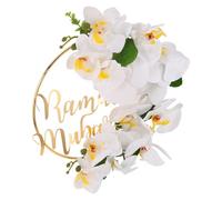 GARVALON Couronne de Fleurs Artificielles pour Porte Aïd Moubarak, Décoration Ramadan Maison, Guirlande Ronde Festive, Décoration Murale Solide pour Fête Religieuse et Célébrations