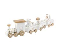 GARVALON Décoration de Gâteau Train en Bois Blanc Ornement de Gâteau d'anniversaire Accessoire de Fête Créatif pour Dessert Décoration Intérieure et Table Festive 1 Pièce