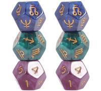 GARVALON Dés Polyédriques Astrologiques 12 Faces pour Jeux de Société, Lot de 6 en Résine, Accessoires de Divination, pour Passionnés D'astrologie et Tarot, Usage Ludique et Divinatoire