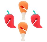 GARVALON Dispositif Anti-Débordement en Silicone Alimentaire, Lot de 4 Lève-Couvercles Décoratifs de Piment et Cuisse de Poulet, pour Casseroles et Marmites