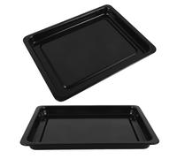 GARVALON Ensemble 2 Plaques de Cuisson Émaillées Noires 34x26x2,5 Cm, Résistance Haute Température, Nettoyage Facile, Grosse Plaque pour Pâtisserie et Rôtissage, Usage Professionnel