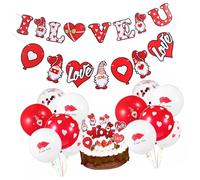 GARVALON Ensemble de Décorations Saint-valentin 1 Kit Complet Ballons de Cœur Rouge, Bannière Romantique et Accessoires Assortis, Décorations pour Couple, Fête et Mariage