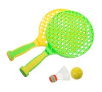 GARVALON Ensemble de Raquettes de Tennis et Badminton pour Garçon et Filles 2 Pièces Plastique Vert Clair avec 1 Volant de Badminton et 1 Balle PU Souple, Sportif Intérieur et Extérieur