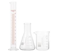 GARVALON Ensemble de Verrerie de Laboratoire 1 Set Bécher Gradué en Verre 250ml et Bouteille Conique 100ml Résistant Chimiquement pour Expériences Scientifiques