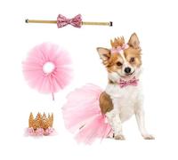 GARVALON Ensemble Jupe d'anniversaire pour Chien en Tissu Léger Couronne et Cravate pour Animaux Vêtements pour Petits Chiens Accessoires pour Fête et Séance Photo