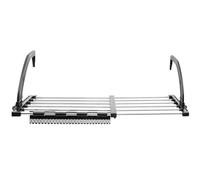 GARVALON Étendoir à Linge Rétractable en Acier Inoxydable Petit Format 42-73 CM pour Balcon et Rebord de Fenêtre Cintre à Chaussettes 1 Pince à Chaussette et 4 Crochets Anti-Vent pour