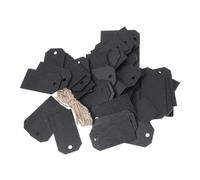 GARVALON Étiquettes de Prix Noires en Ardoise 50 Pièces 56x31 Mm Ficelle de Jute Panneaux D'affichage Prix Supermarché D'épicerie pour Présentation Bijoux et Commerce