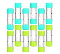 GARVALON Étui Porte-Lentilles Rigide Étanche Lot de 12 Pièces Bleu et Vert Boîte de Rangement Compacte Cylindrique pour Lentilles D’Orthokératologie et Souples Étui de Voyage Portable