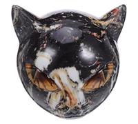 GARVALON Figurine de Chat en Résine Noire Yeux Jaunes Sculpture Décorative de Tête de Chat Luxueuse Ornement Artistique pour Bureau la Cuisine et Étagère Présent