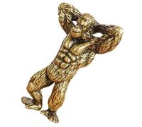 GARVALON Figurine Gorille Laiton Massif Décoration Bureau et Maison Statuette Miniature Réaliste Ornement Artisanal et Stable Sculpture Animale Vintage